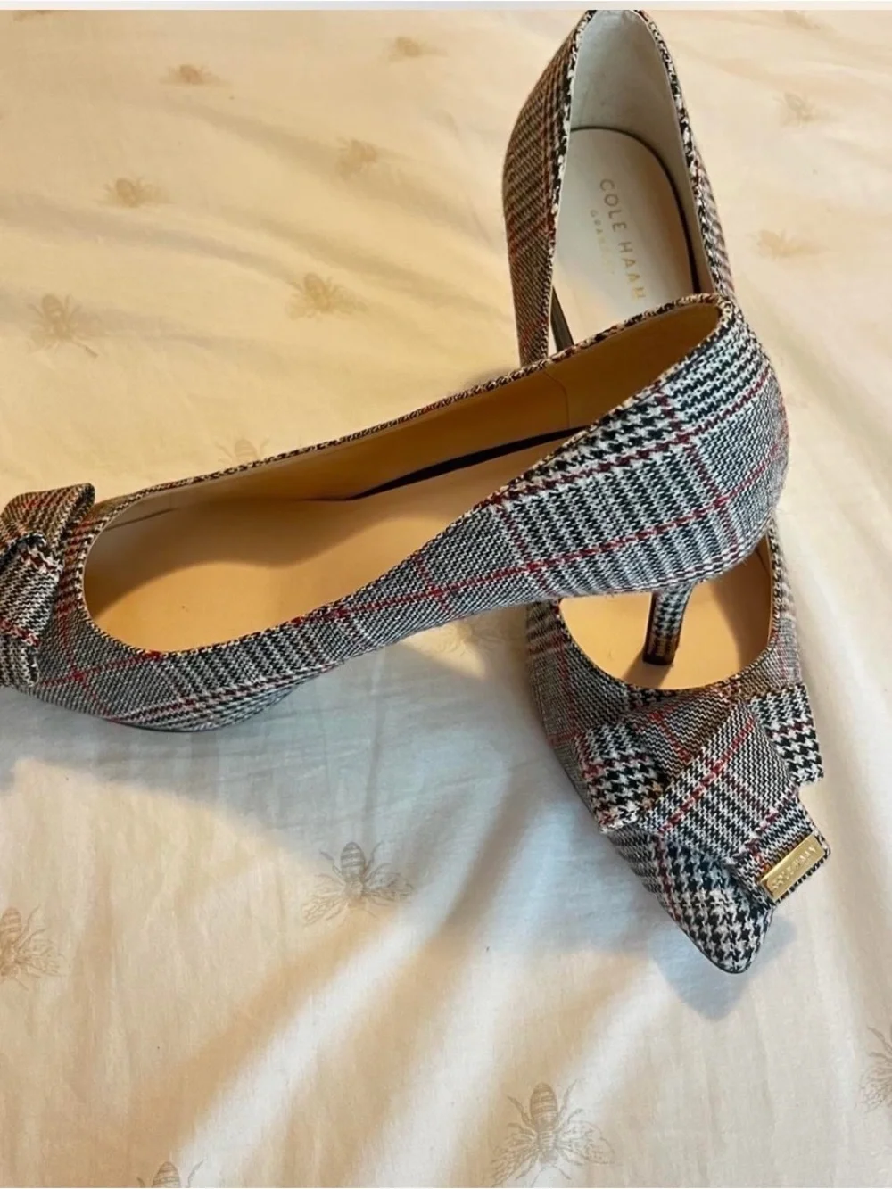 Cole Haan Plaid Bow high heels in Black, Brown, Red. + A LITTLE GIFT 🎁